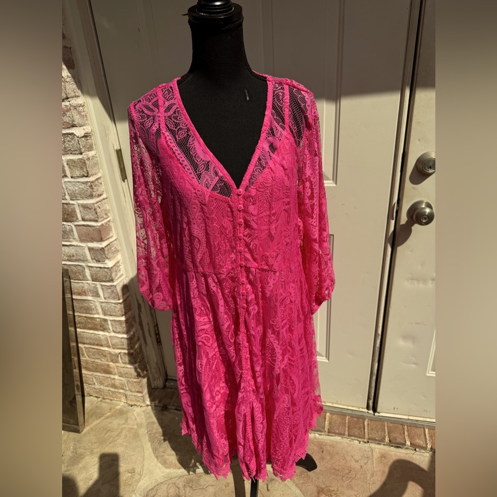 Torrid, Pink, Lace, Dress, Size 1X